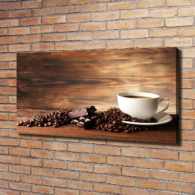 Cuadro canvas moderno de gran formato horizontal Café y chocolate