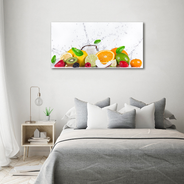 Cuadro canvas con impresión uv duradera horizontal Fruta y agua