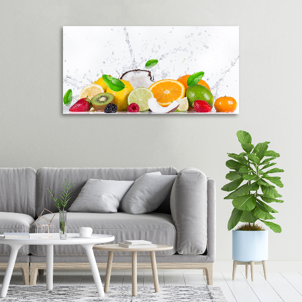 Cuadro canvas con impresión uv duradera horizontal Fruta y agua