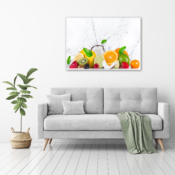Cuadro canvas con impresión uv duradera horizontal Fruta y agua