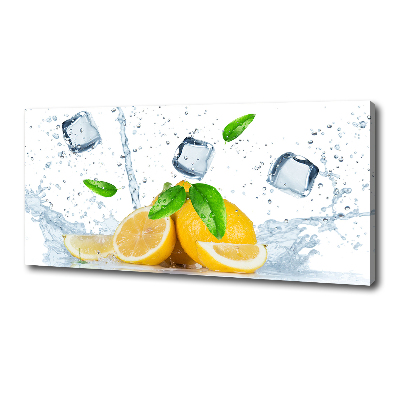 Cuadro canvas moderno de gran formato horizontal Limones con hielo