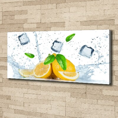 Cuadro canvas moderno de gran formato horizontal Limones con hielo