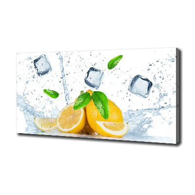 Cuadro canvas moderno de gran formato horizontal Limones con hielo