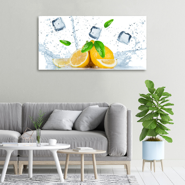 Cuadro canvas moderno de gran formato horizontal Limones con hielo