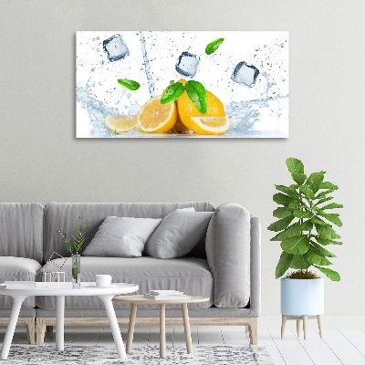 Cuadro canvas moderno de gran formato horizontal Limones con hielo