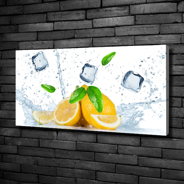 Cuadro canvas moderno de gran formato horizontal Limones con hielo