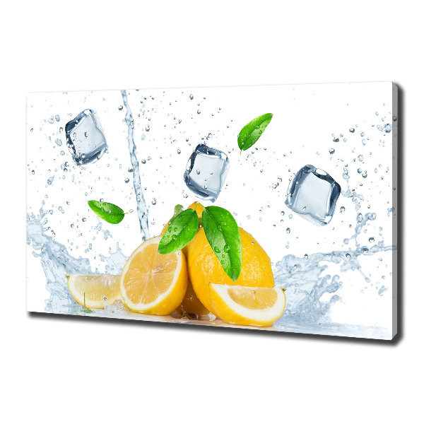 Cuadro canvas moderno de gran formato horizontal Limones con hielo