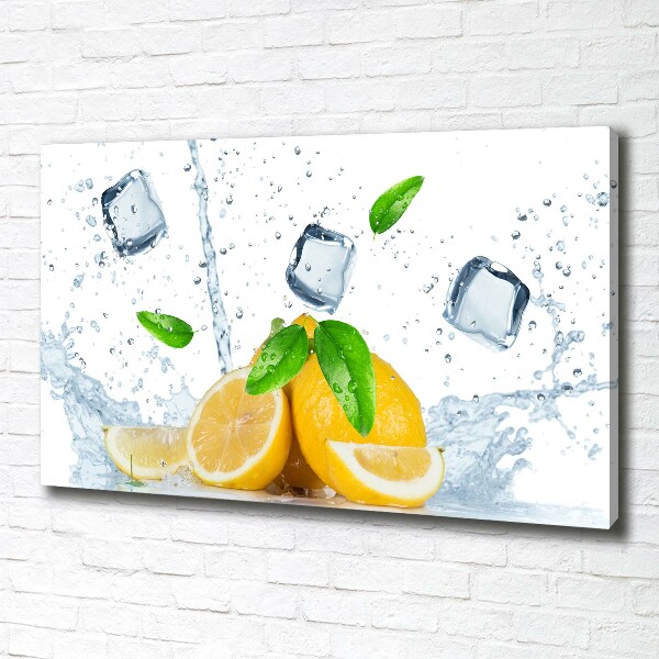 Cuadro canvas moderno de gran formato horizontal Limones con hielo