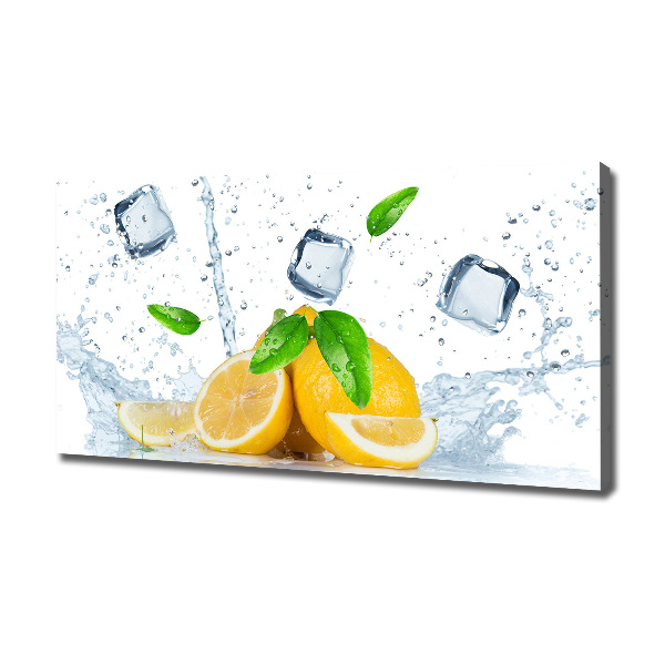 Cuadro canvas moderno de gran formato horizontal Limones con hielo