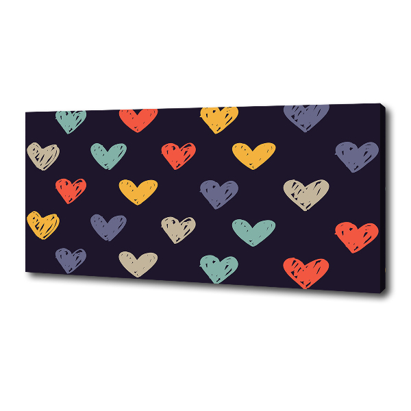Cuadro canvas con impresión uv duradera horizontal Corazones de colores