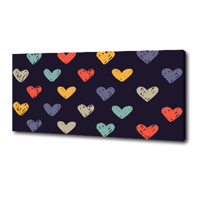 Cuadro canvas con impresión uv duradera horizontal Corazones de colores