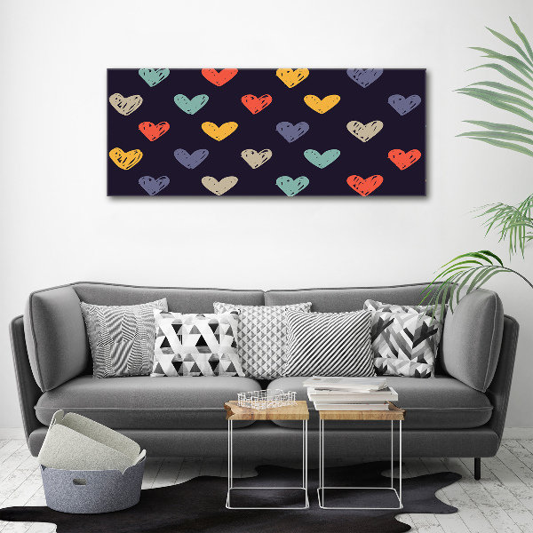 Cuadro canvas con impresión uv duradera horizontal Corazones de colores