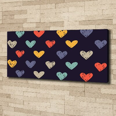 Cuadro canvas con impresión uv duradera horizontal Corazones de colores
