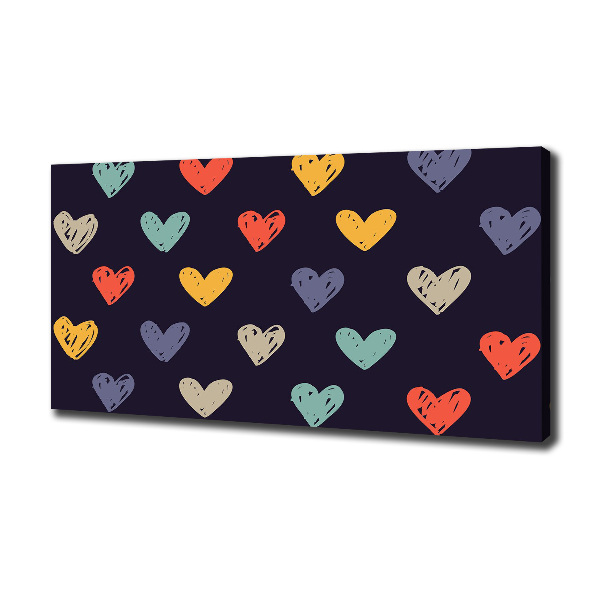 Cuadro canvas con impresión uv duradera horizontal Corazones de colores