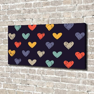 Cuadro canvas con impresión uv duradera horizontal Corazones de colores
