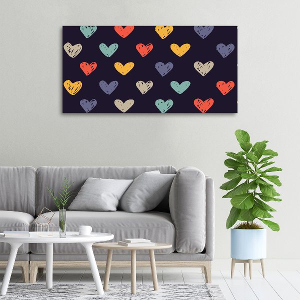 Cuadro canvas con impresión uv duradera horizontal Corazones de colores