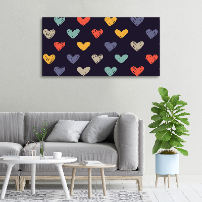 Cuadro canvas con impresión uv duradera horizontal Corazones de colores