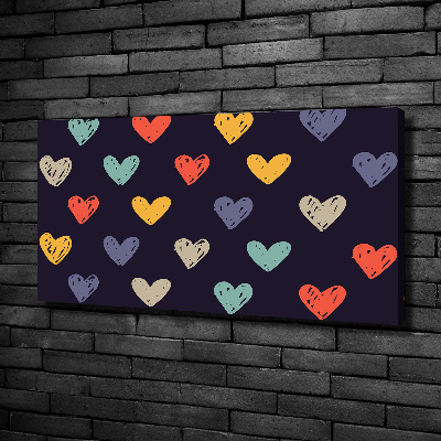 Cuadro canvas con impresión uv duradera horizontal Corazones de colores