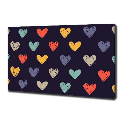 Cuadro canvas con impresión uv duradera horizontal Corazones de colores