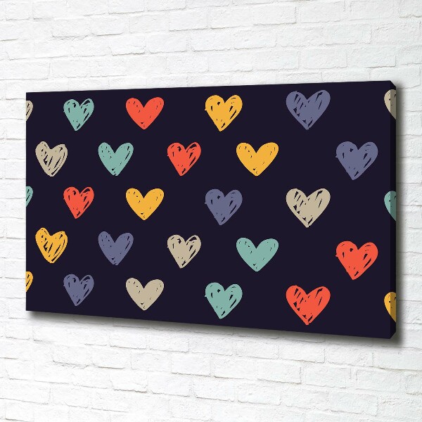 Cuadro canvas con impresión uv duradera horizontal Corazones de colores