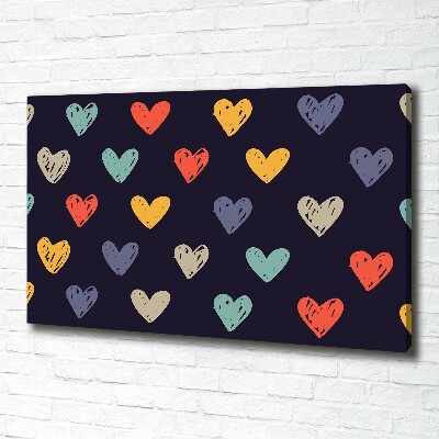 Cuadro canvas con impresión uv duradera horizontal Corazones de colores
