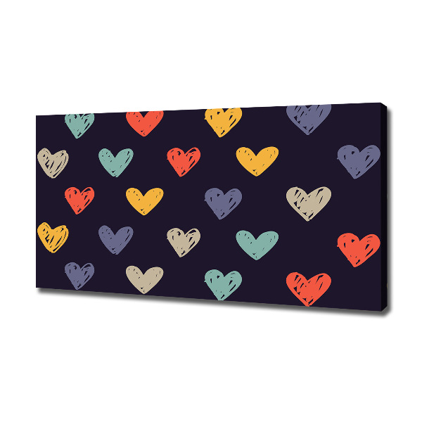 Cuadro canvas con impresión uv duradera horizontal Corazones de colores