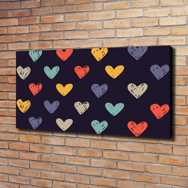 Cuadro canvas con impresión uv duradera horizontal Corazones de colores