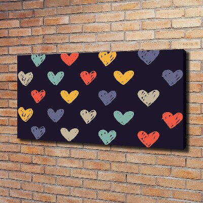 Cuadro canvas con impresión uv duradera horizontal Corazones de colores