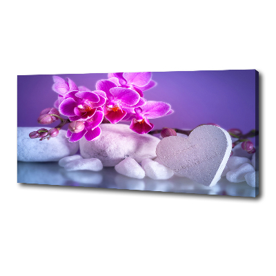 Cuadro canvas con impresión uv duradera horizontal Orquídea y corazón