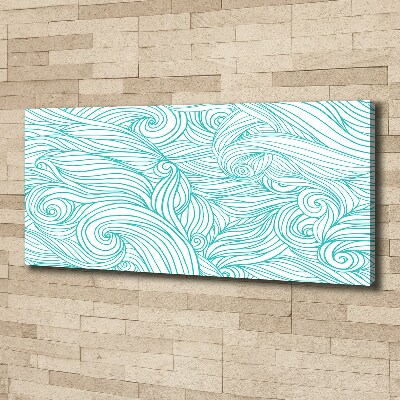 Cuadro canvas moderno de gran formato horizontal Ondas azules