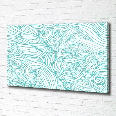 Cuadro canvas moderno de gran formato horizontal Ondas azules