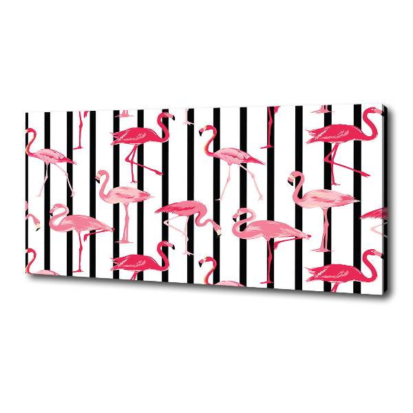 Cuadro canvas moderno de gran formato horizontal flamencos rayados