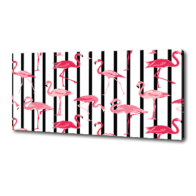 Cuadro canvas moderno de gran formato horizontal flamencos rayados