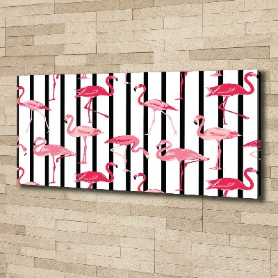 Cuadro canvas moderno de gran formato horizontal flamencos rayados