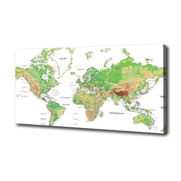 Cuadro canvas con impresión uv duradera horizontal Mapa del mundo