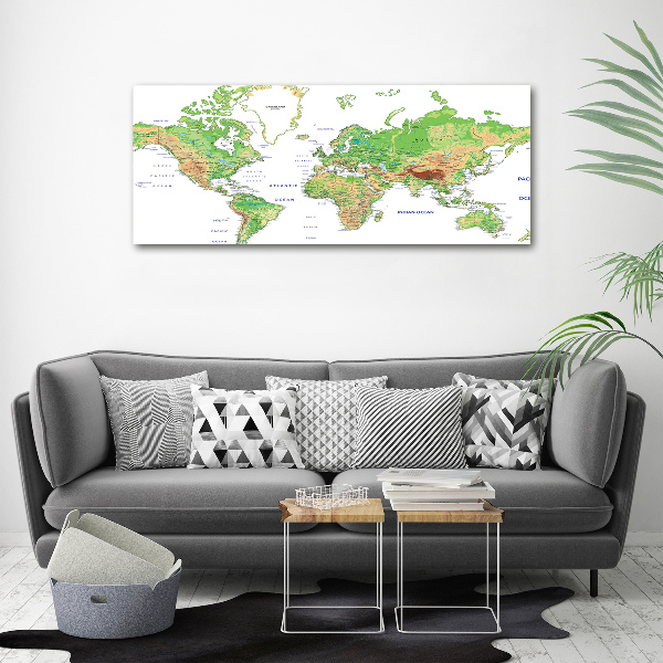 Cuadro canvas con impresión uv duradera horizontal Mapa del mundo