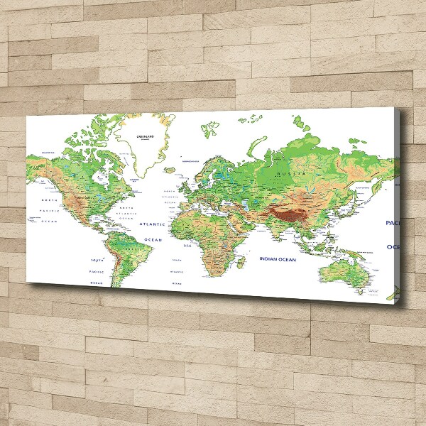 Cuadro canvas con impresión uv duradera horizontal Mapa del mundo