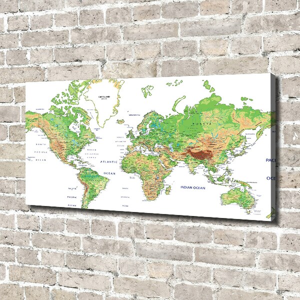 Cuadro canvas con impresión uv duradera horizontal Mapa del mundo