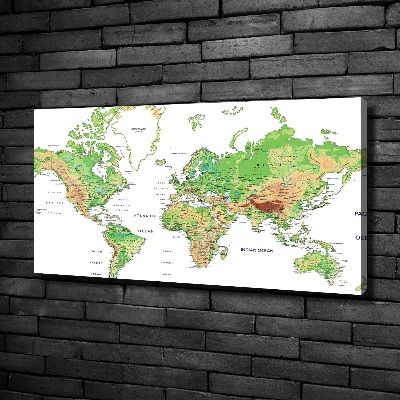 Cuadro canvas con impresión uv duradera horizontal Mapa del mundo