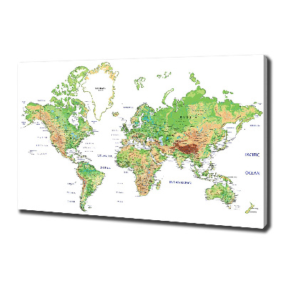 Cuadro canvas con impresión uv duradera horizontal Mapa del mundo