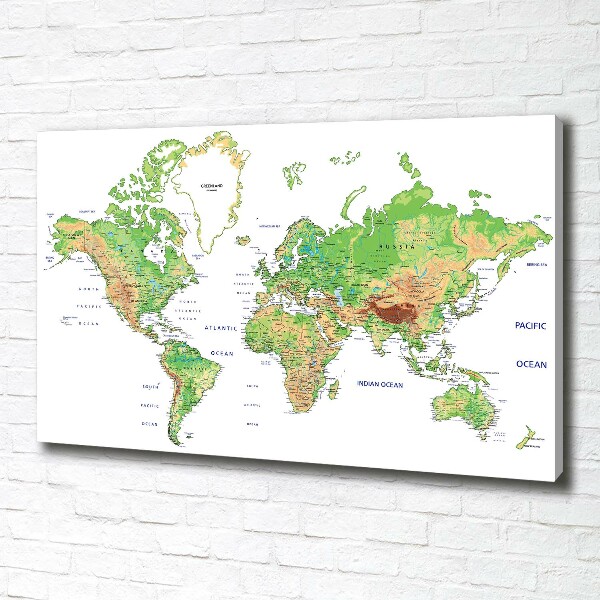 Cuadro canvas con impresión uv duradera horizontal Mapa del mundo