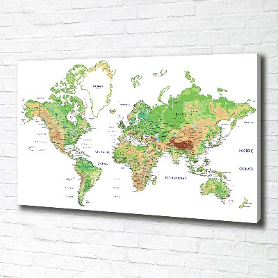 Cuadro canvas con impresión uv duradera horizontal Mapa del mundo