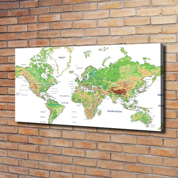 Cuadro canvas con impresión uv duradera horizontal Mapa del mundo