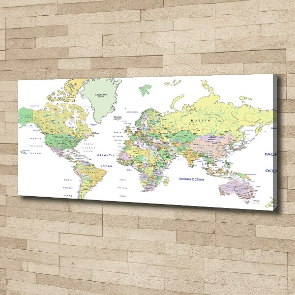 Cuadro canvas moderno de gran formato horizontal Mapa del mundo