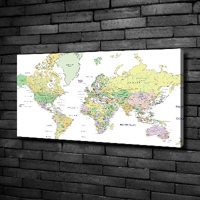 Cuadro canvas moderno de gran formato horizontal Mapa del mundo