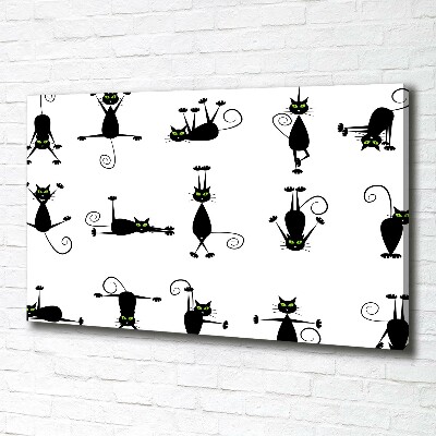 Cuadro canvas con impresión uv duradera horizontal Ilustración de gatos