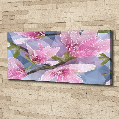 Cuadro canvas moderno de gran formato horizontal Magnolia rosa