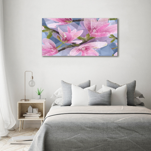 Cuadro canvas moderno de gran formato horizontal Magnolia rosa