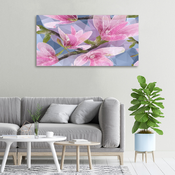 Cuadro canvas moderno de gran formato horizontal Magnolia rosa