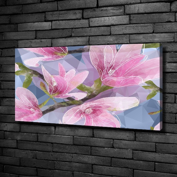 Cuadro canvas moderno de gran formato horizontal Magnolia rosa